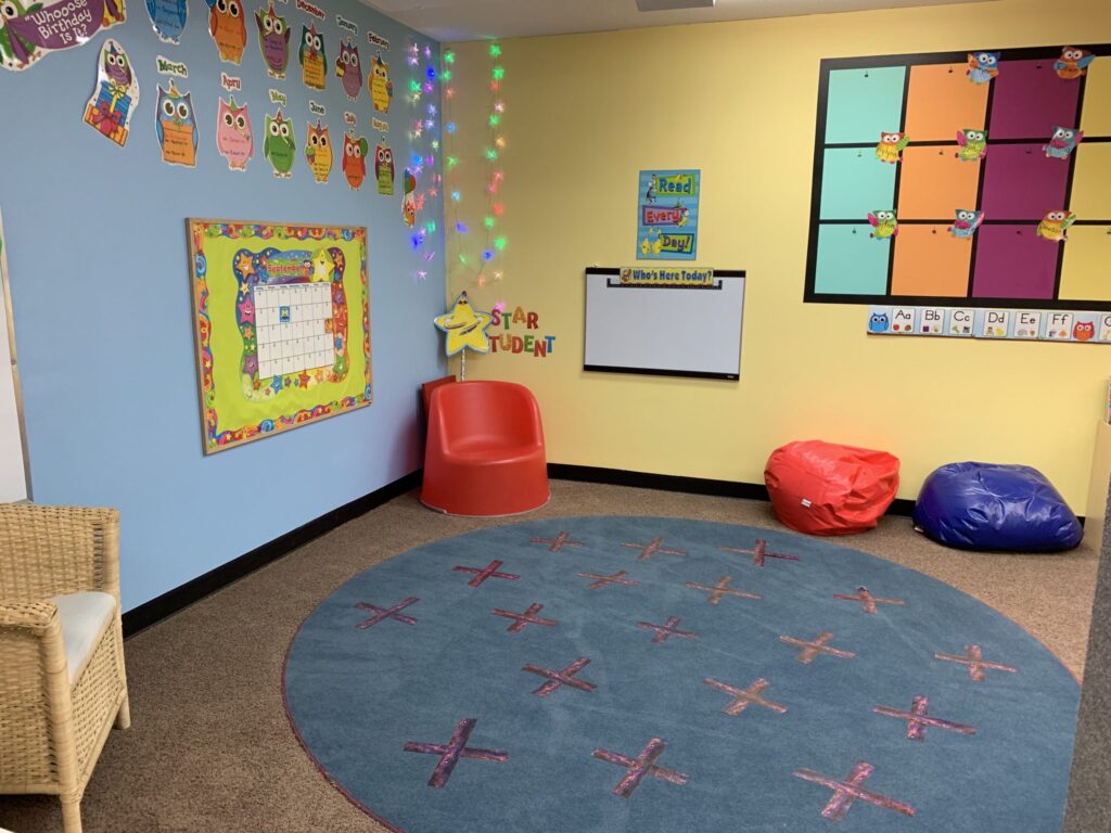 circle time area at Lessard Playschool preschool program west Edmonton