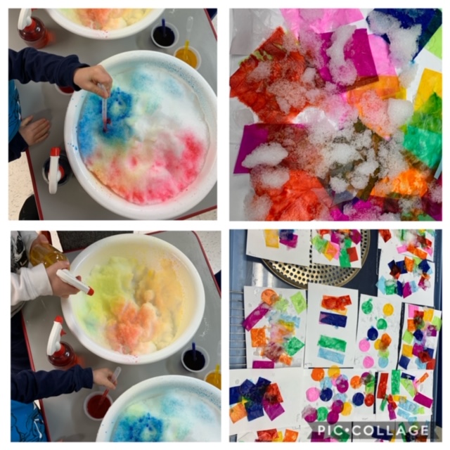kids craft activity pic collage snow art at Lessard Playschool